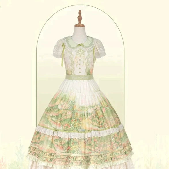 [Resale/Pre-orders available until 2/12] Fragrant Grass Flare Sleeve Tiered Dress