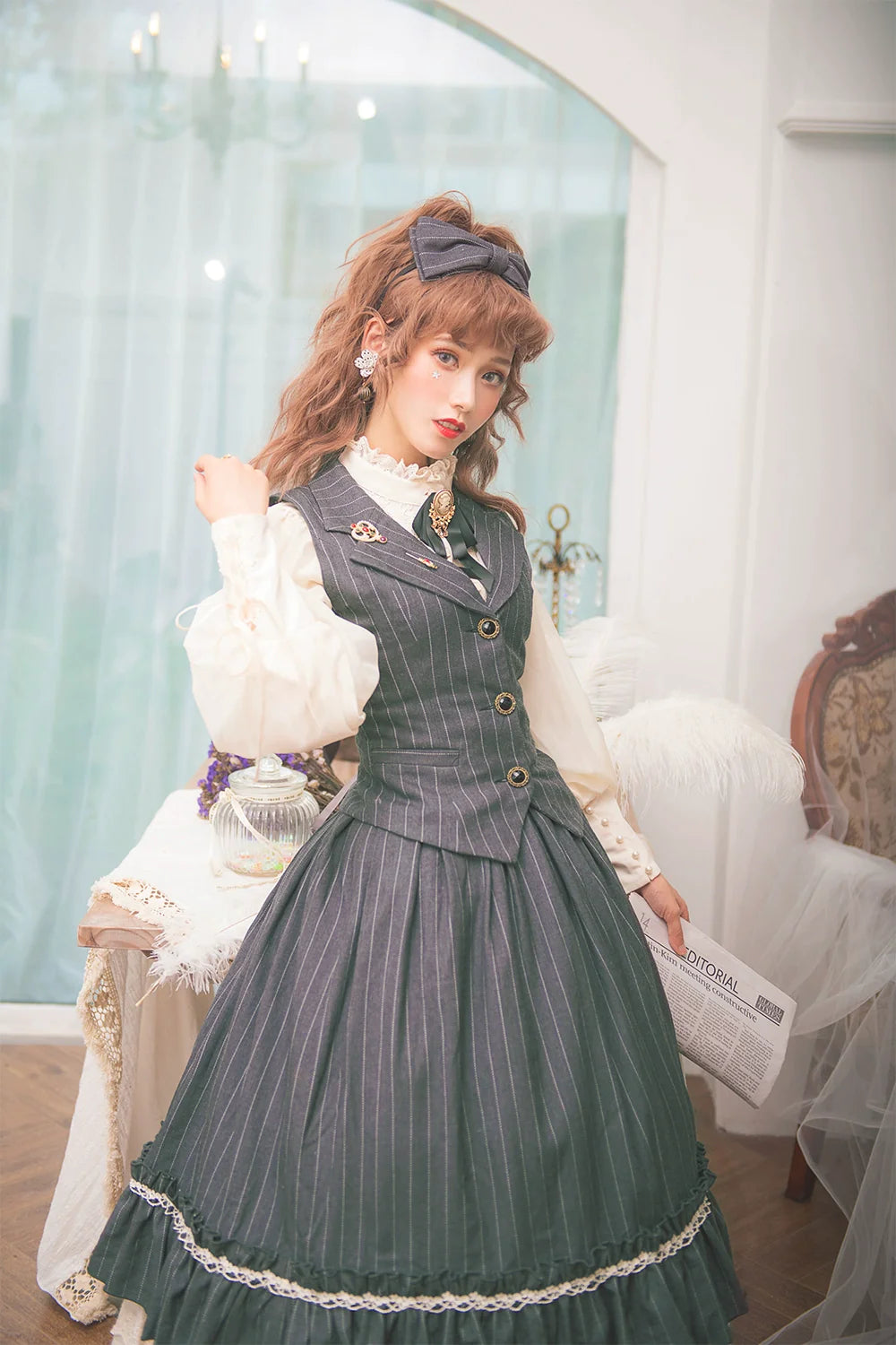 【予約販売】英国クラシカルロリィタ 縦縞ベスト