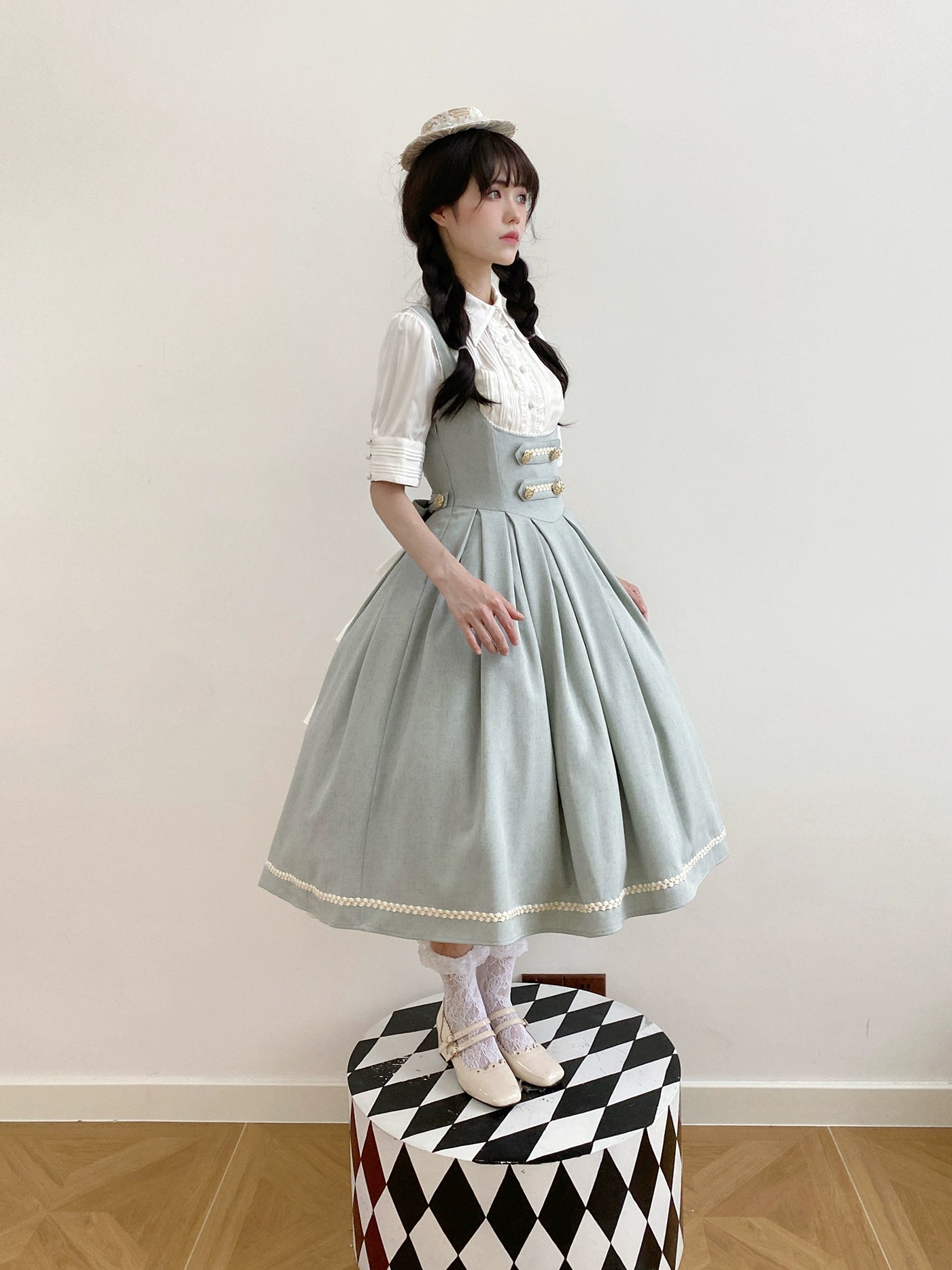 [Pre-orders available until 9/29] Bright Moon Corset Jumper Skirt, Plain Type [Light Blue]