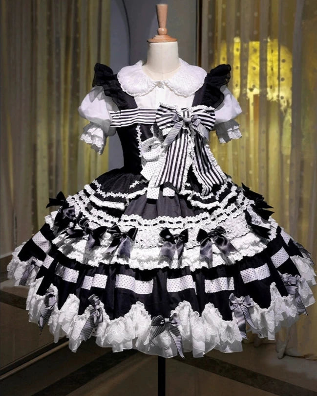 [Pre-orders available until 12/11] Concerto Out of Order Monotone Sweet Lolita Jumper Skirt Full Set