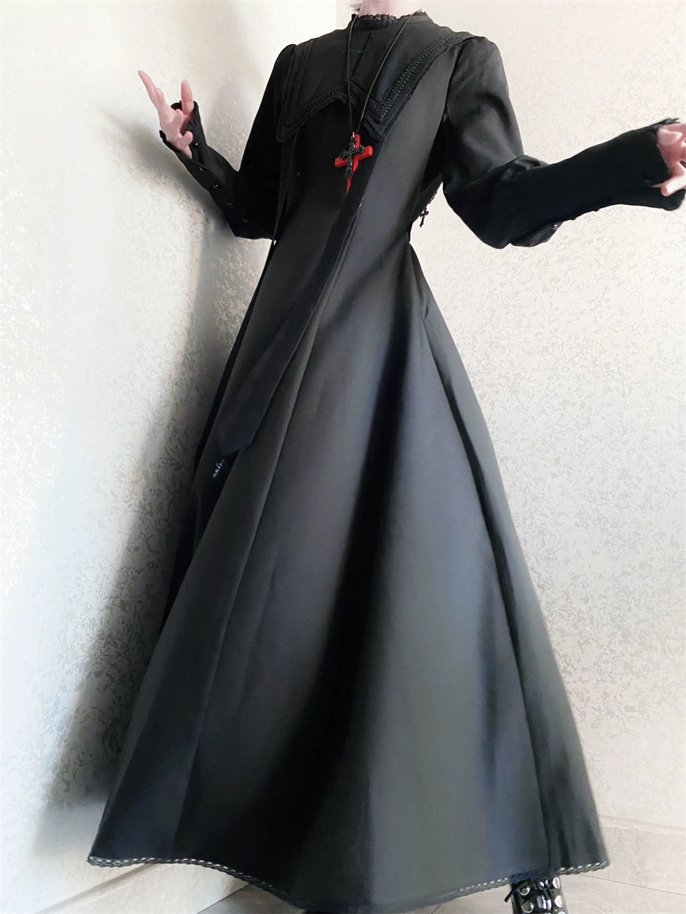 [Pre-orders available until 10/16] Pray on a Moonlight Night Dress, Black, Long Length