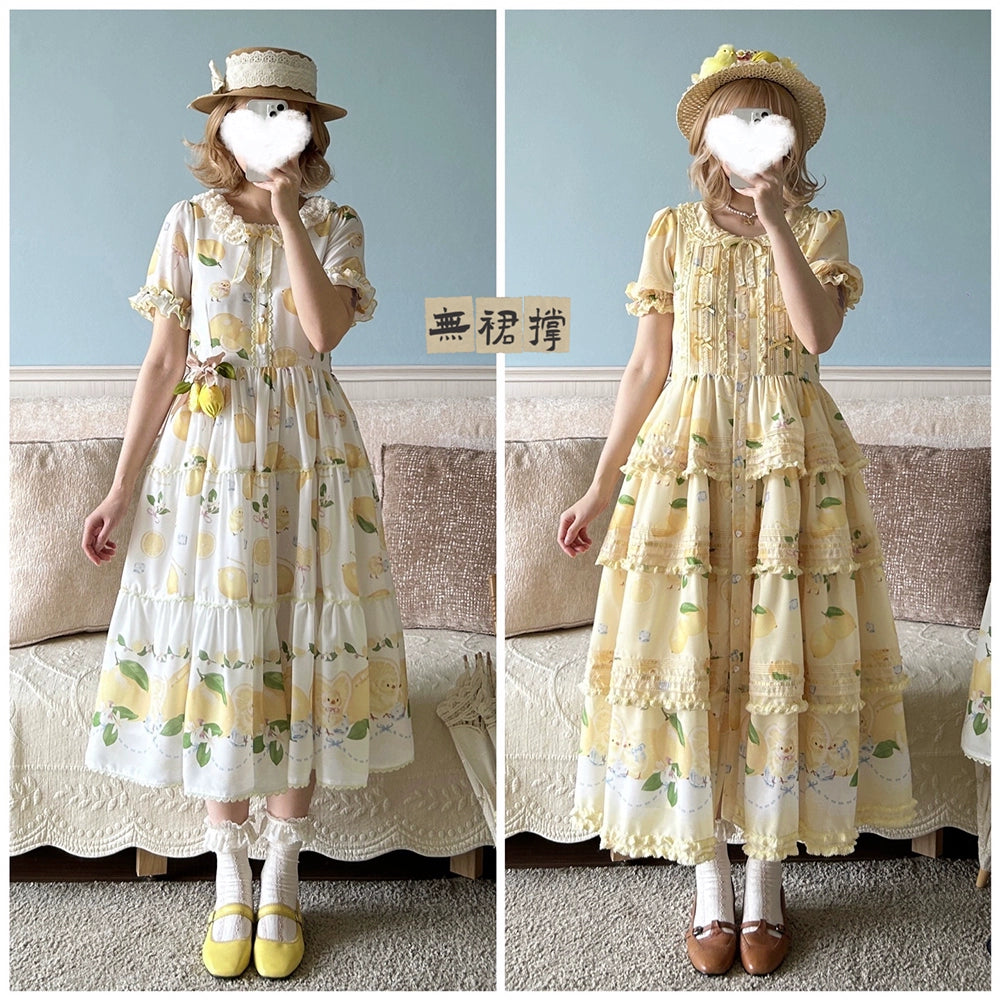【予約販売】Lemon Sweetie プリント半袖ワンピース・ラグジュアリータイプ