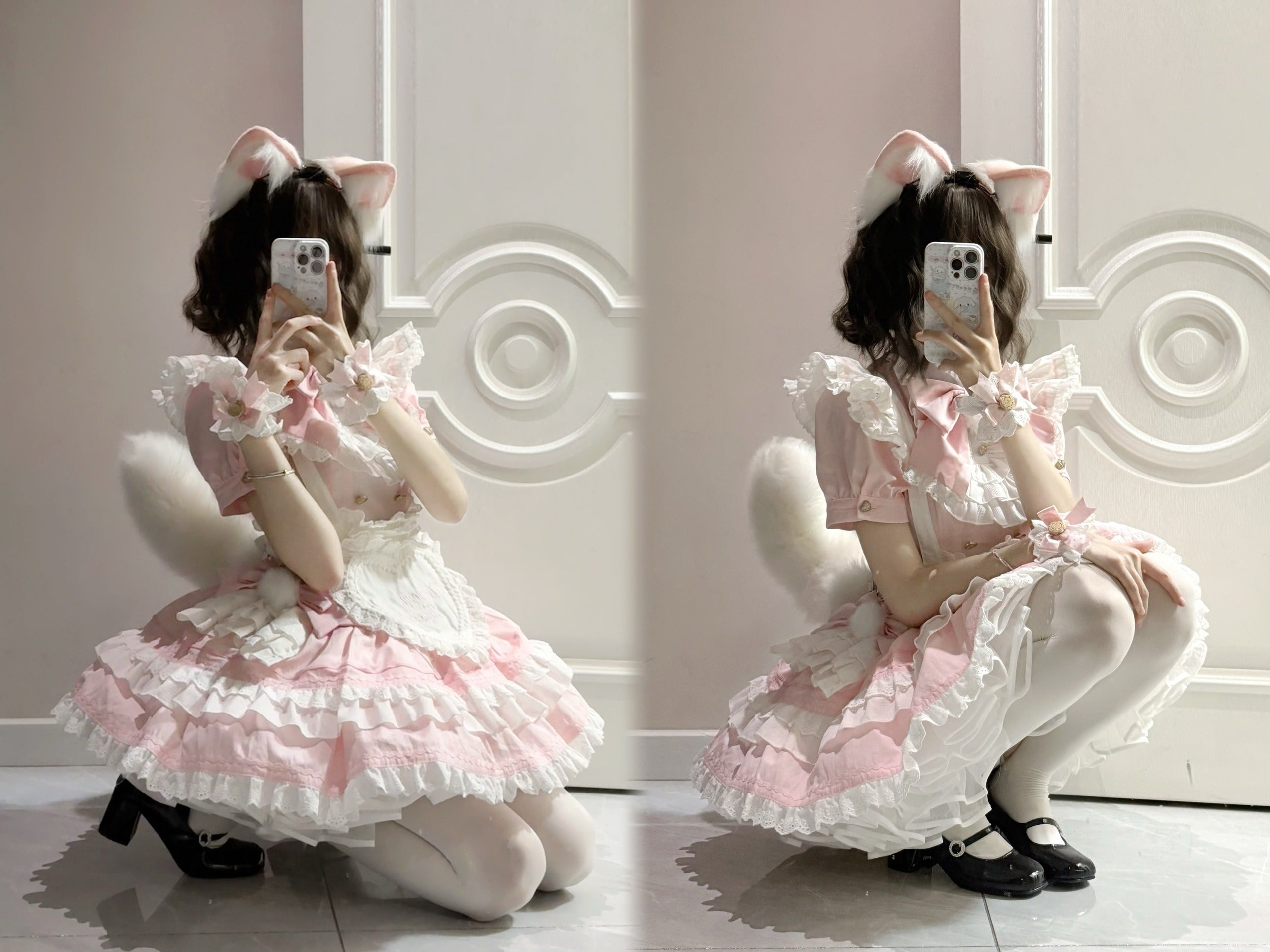 【再販・受注予約7/16まで】Fairydoll Maid ミニ丈半袖ワンピース エプロン・ドロワーズ付き
