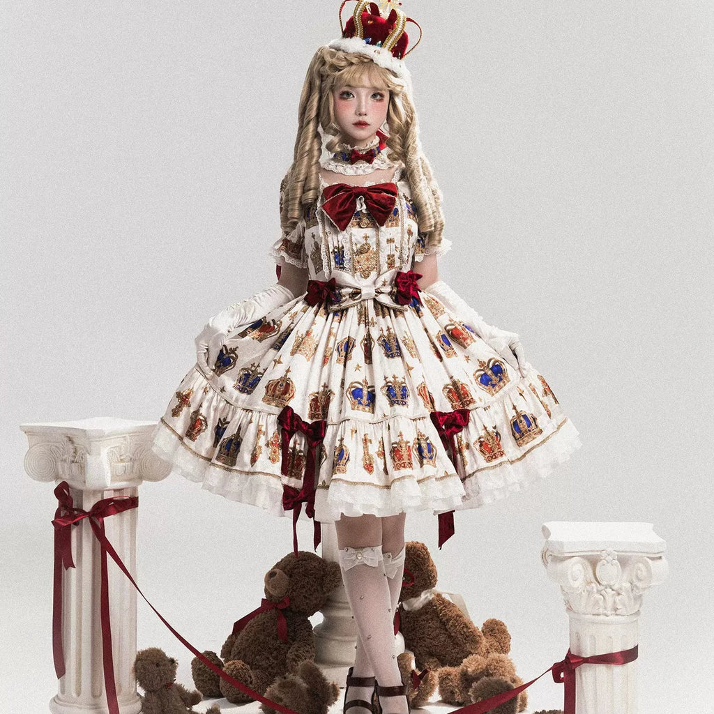 【再販・受注予約3/9まで】Star Crown ベルベットリボンのプリントワンピース