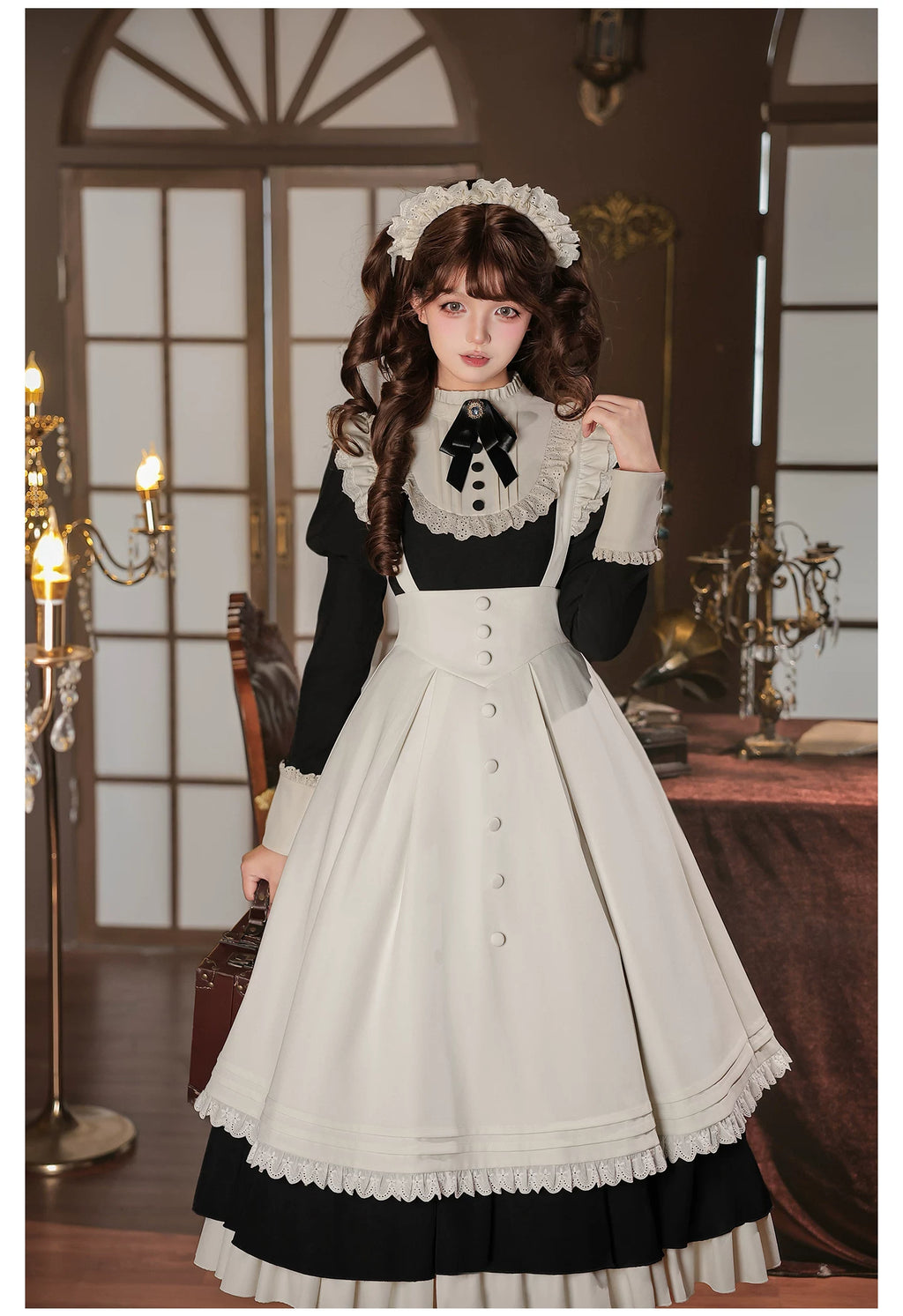 Rita メイド風クラシカルエプロン・カチューシャ付きワンピース