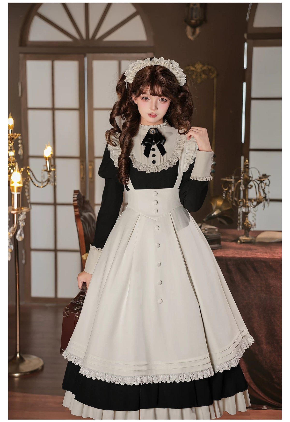 Rita メイド風クラシカルエプロン・カチューシャ付きワンピース