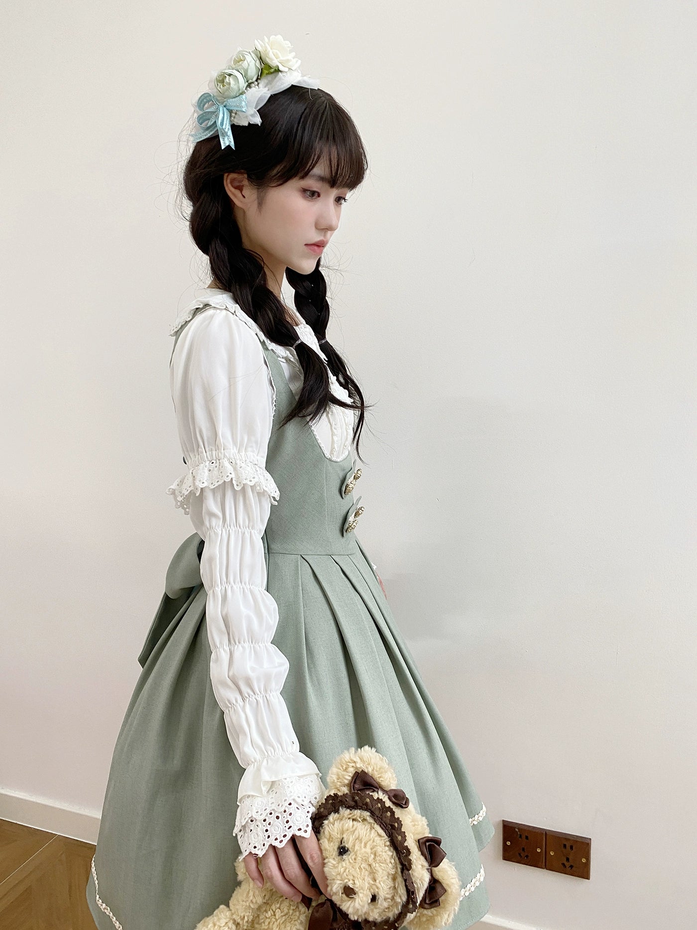 [Pre-orders available until 9/29] Bright Moon Corset Jumper Skirt, Plain Type [Light Green]