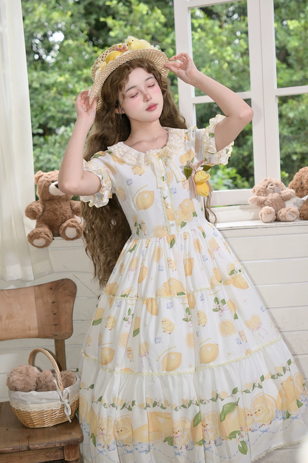 【予約販売】Lemon Sweetie プリント半袖ワンピース・デイリータイプ