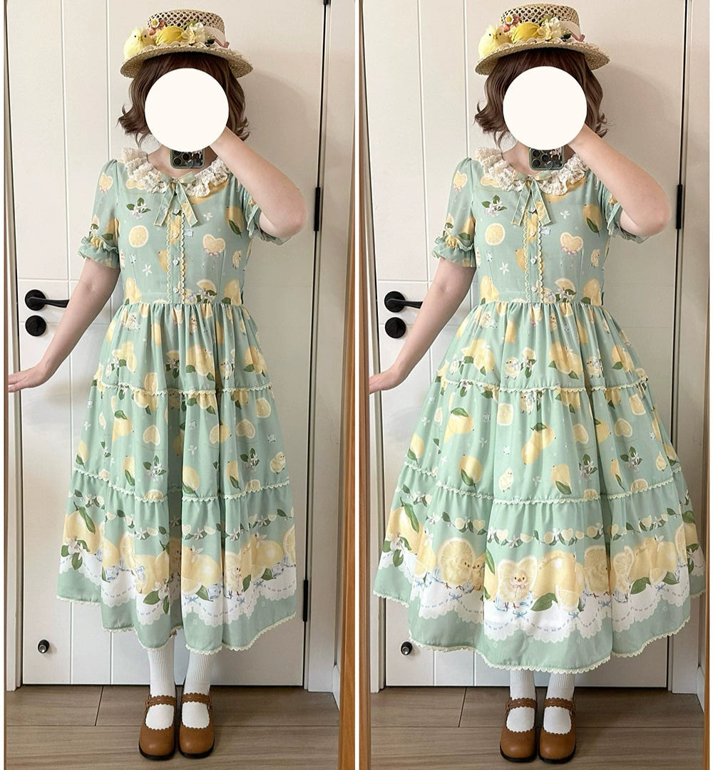 【予約販売】Lemon Sweetie プリント半袖ワンピース・デイリータイプ