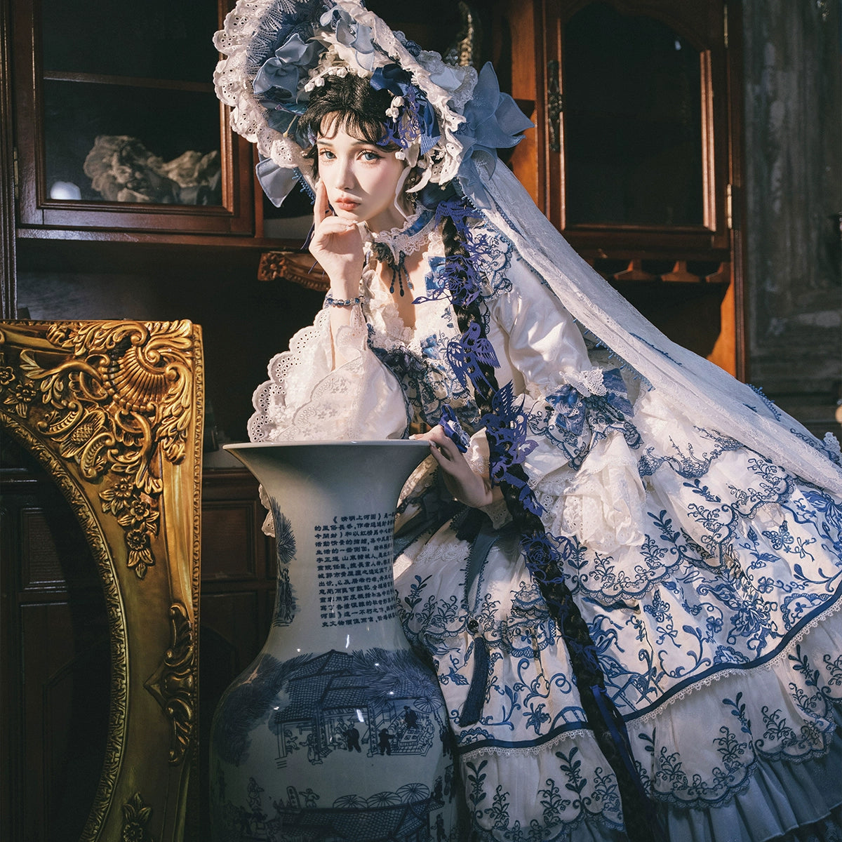 【受注予約8/27まで】 Blue and White ラグジュアリードレス・ロング丈