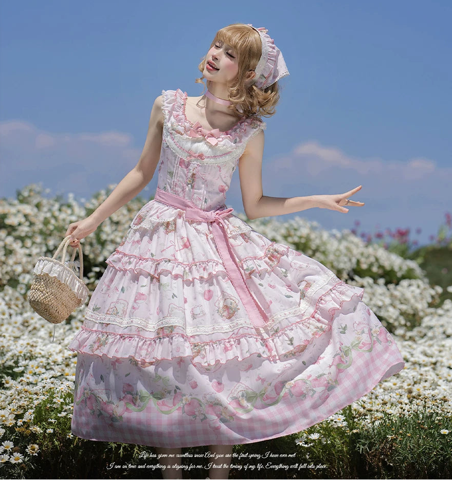 【受注予約9/2まで】Natural Apple Tea ガーデンジャンパースカート・ピンク