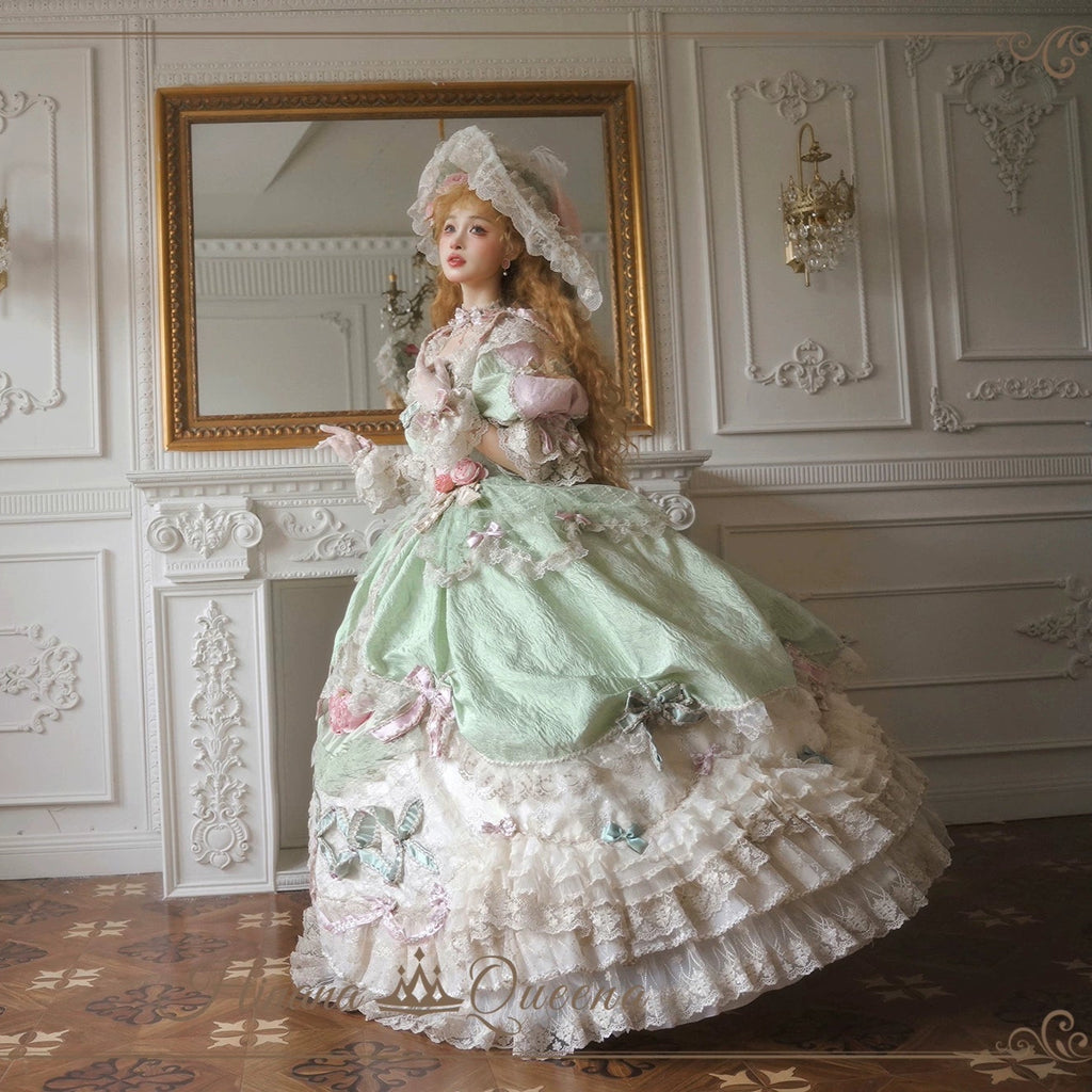 【受注予約6/26まで】Mirror Snow White プリンセスロングドレス・パステルグリーン