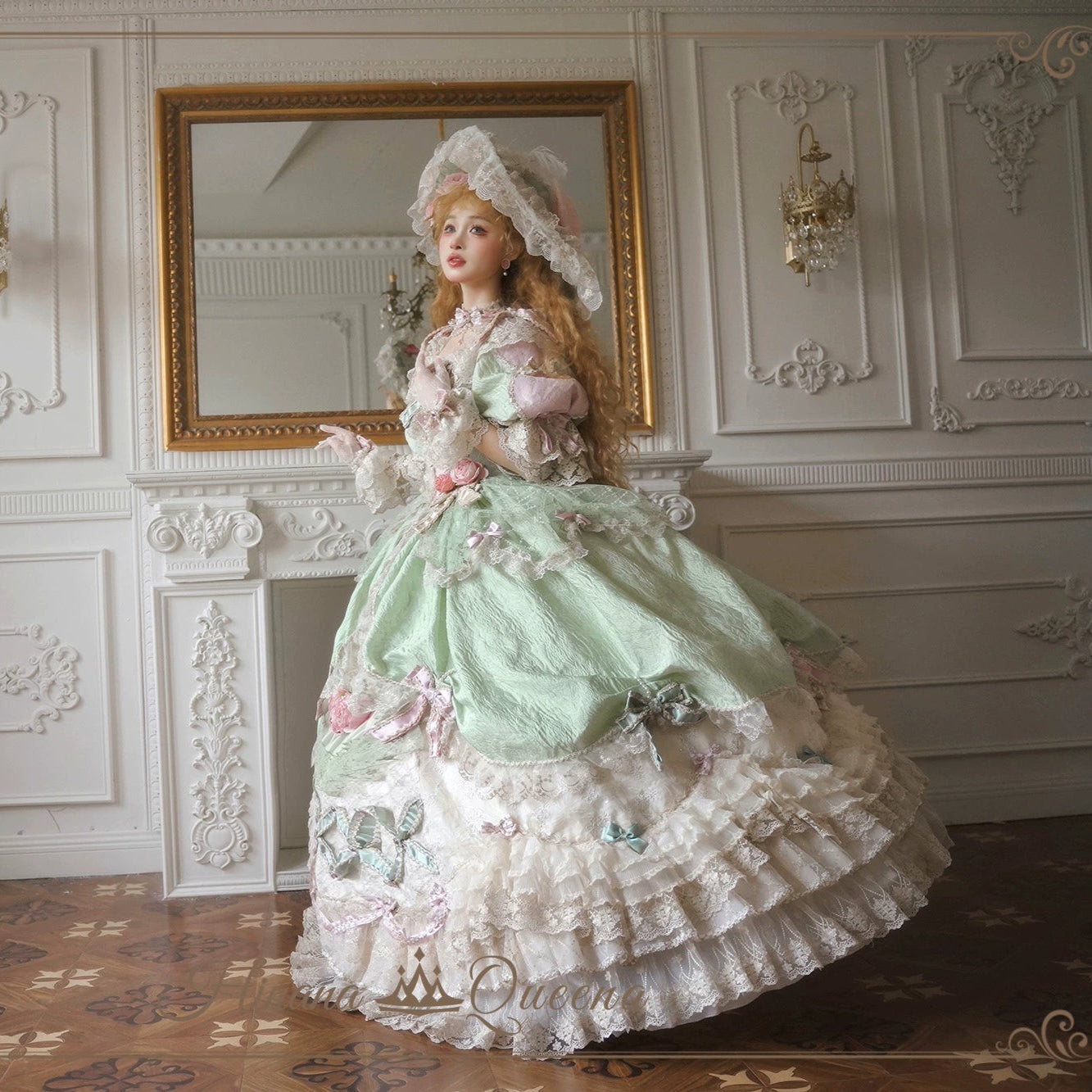 【受注予約6/26まで】Mirror Snow White プリンセスロングドレス・パステルグリーン