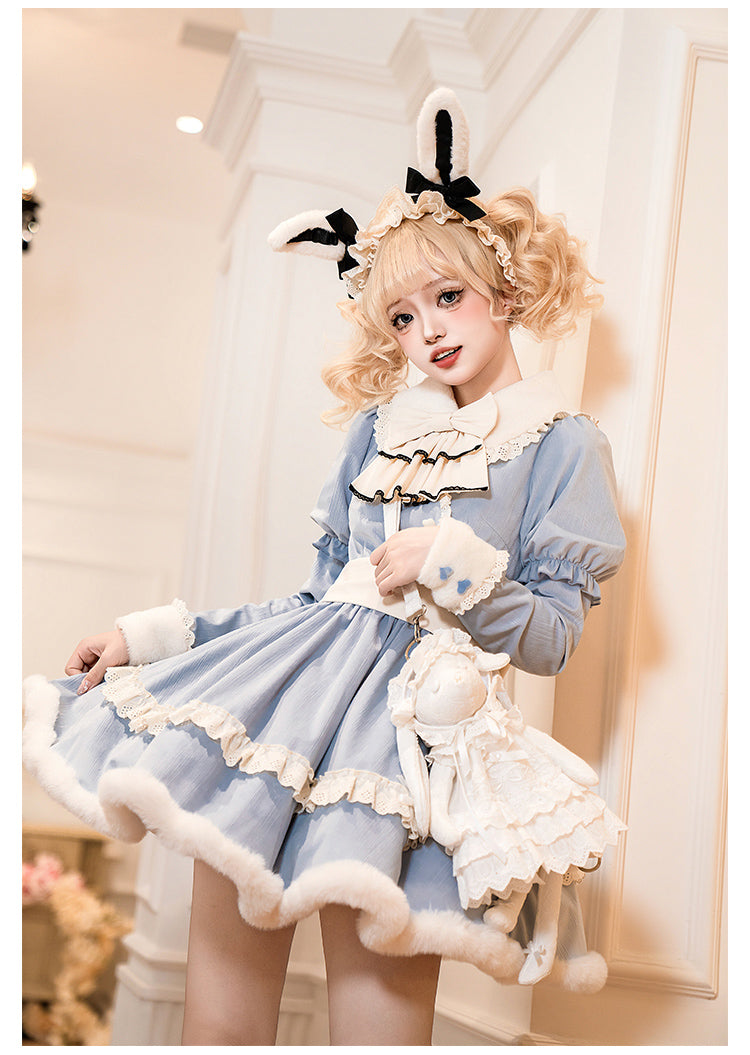 うさ耳アリス エプロン付きティアードワンピース7点セット