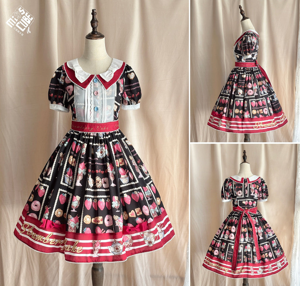 【受注予約6/24まで】Strawberry Parfait Tea プリントワンピース