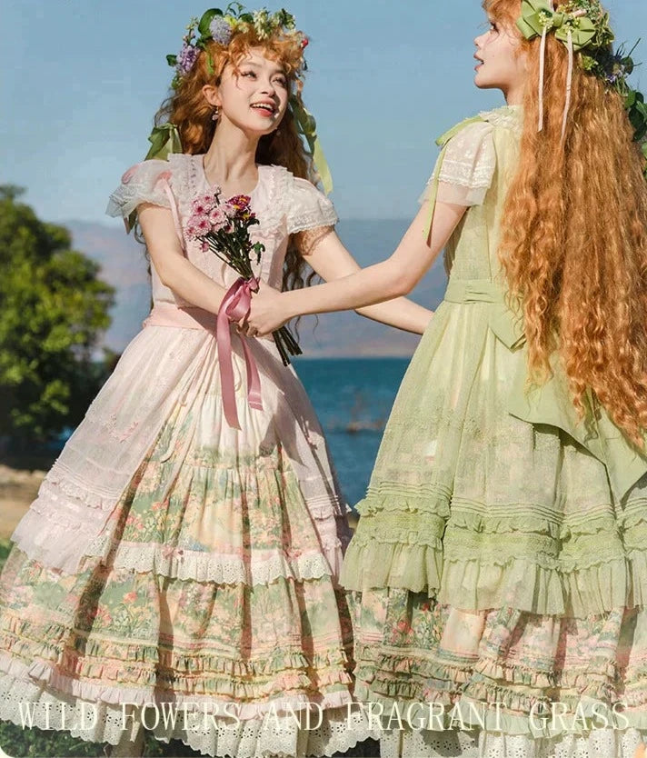 [Resale/Pre-orders available until 2/12] Fragrant Grass Flare Sleeve Tiered Dress