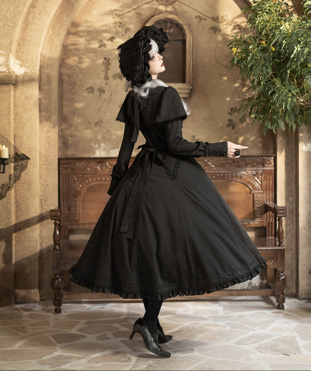 【受注予約12/3まで】漆黒の秒針 長袖ワンピース・ロング丈