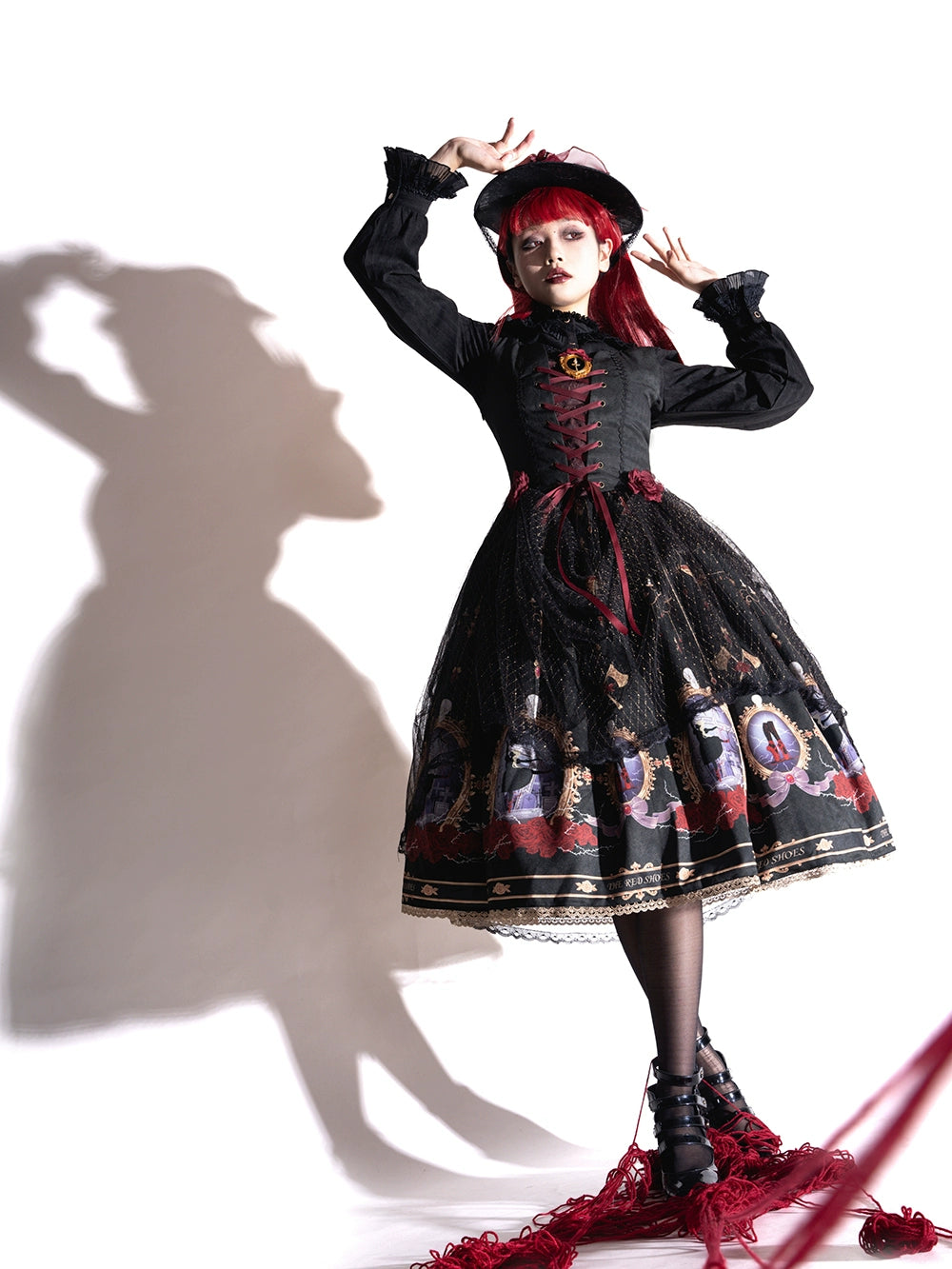 The Red Shoes Gothic Lolita Print Jumper Skirt