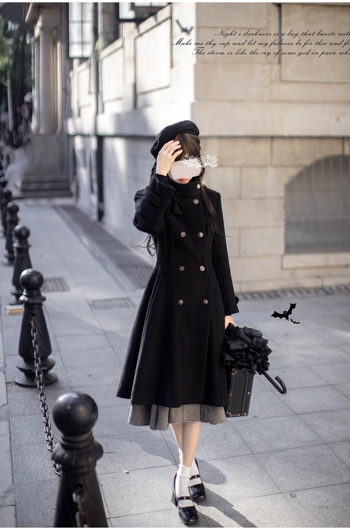 Classic double button ribbon coat