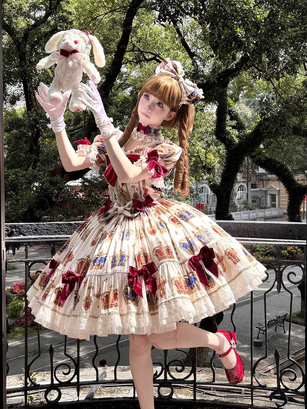【再販・受注予約3/9まで】Star Crown ベルベットリボンのプリントワンピース