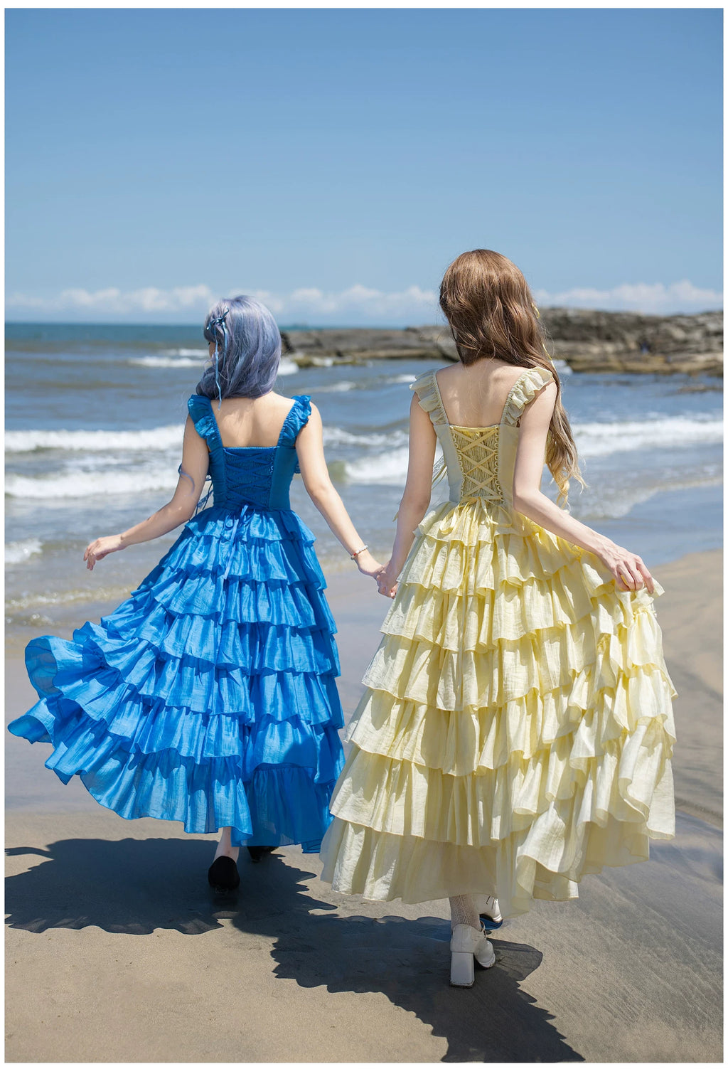 Foam Rain スクエアネックティアードジャンパースカート