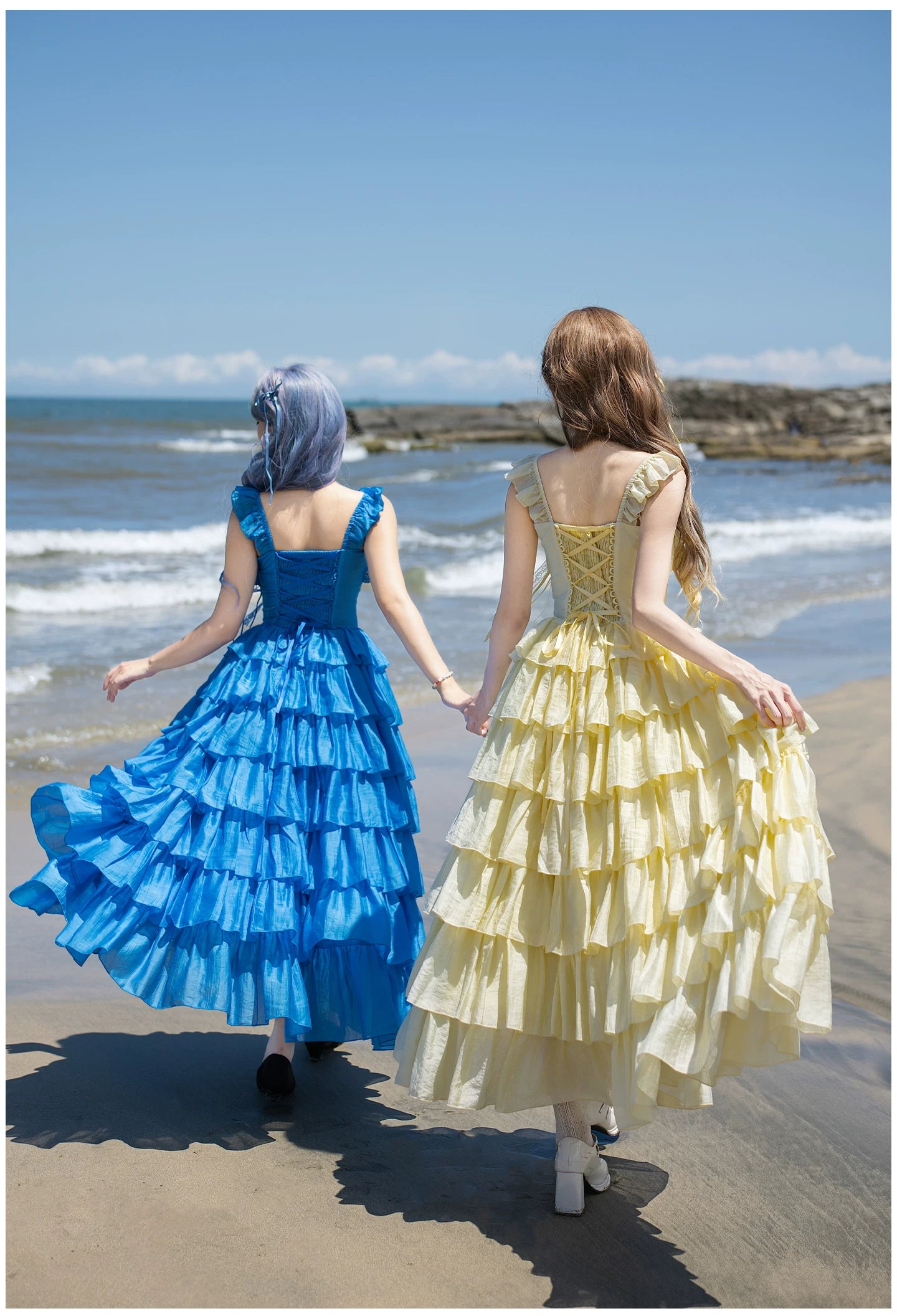 Foam Rain スクエアネックティアードジャンパースカート