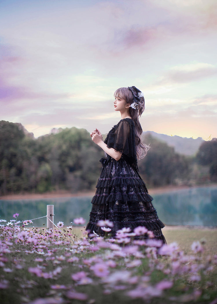 【受注予約3/12まで】The Veil of the Flora ティアードジャンパースカート