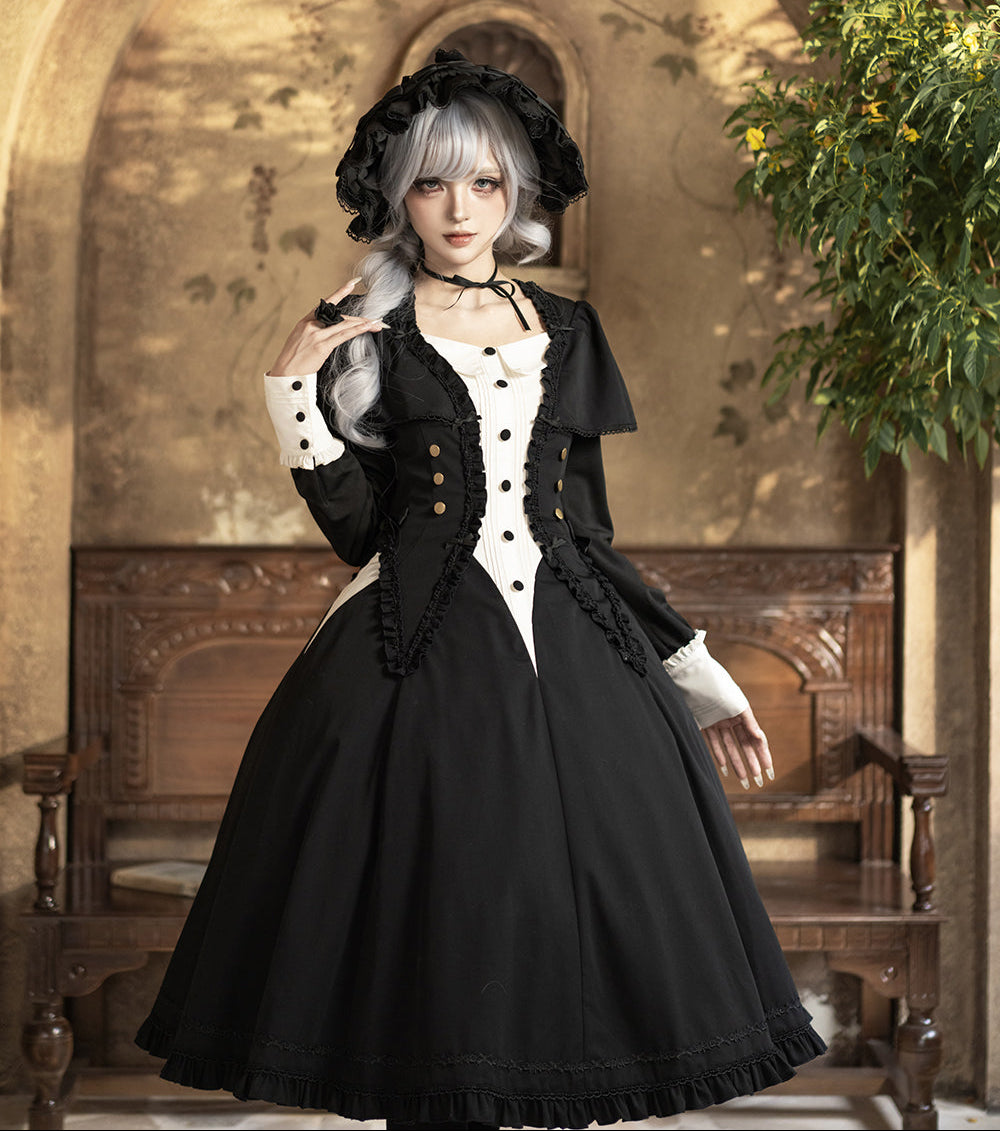 【受注予約12/3まで】漆黒の秒針 長袖ワンピース・ショート丈