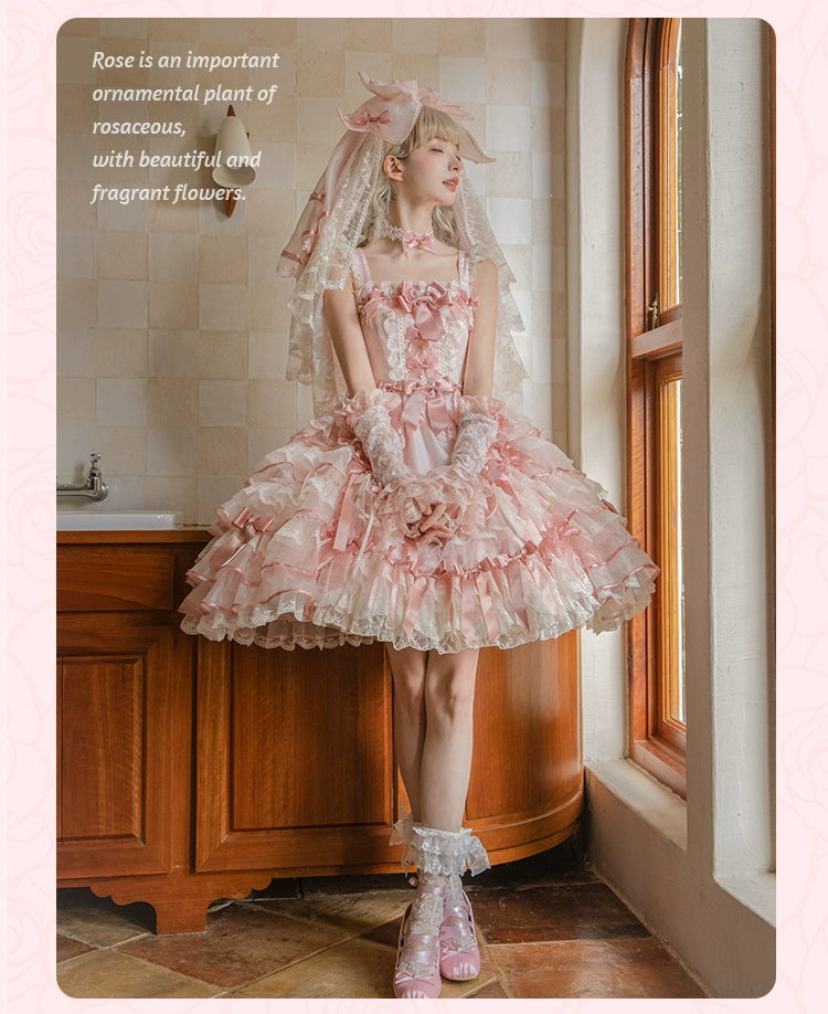 [Pre-orders available until 10/16] Rose Courtyard lace and ribbon jumper skirt