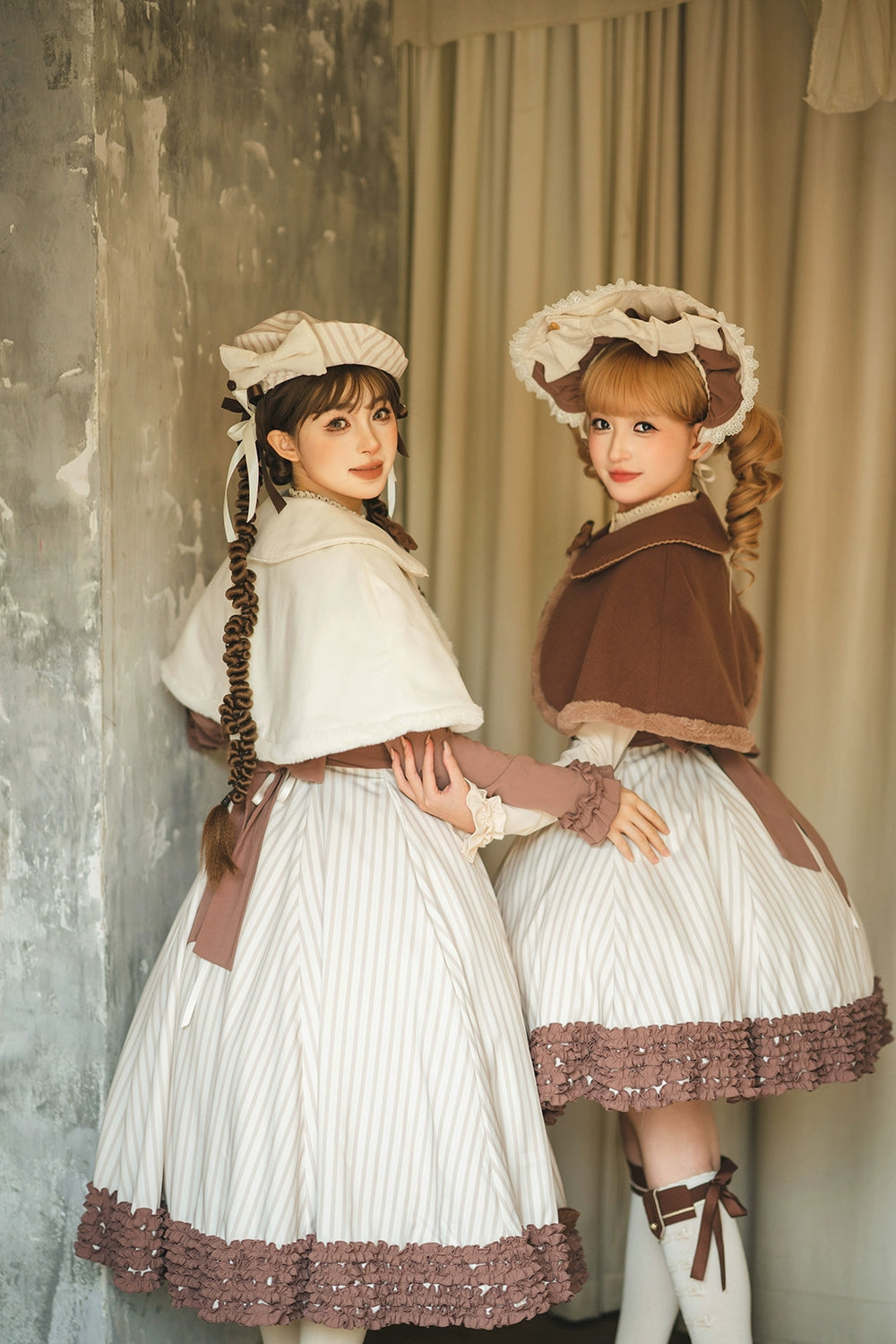 【予約販売】Classic Chocolat Stripe ストライプジャンパースカート・ロング丈