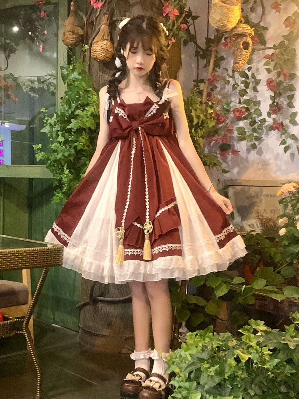 ビッグリボンの華ロリジャンパースカートセット