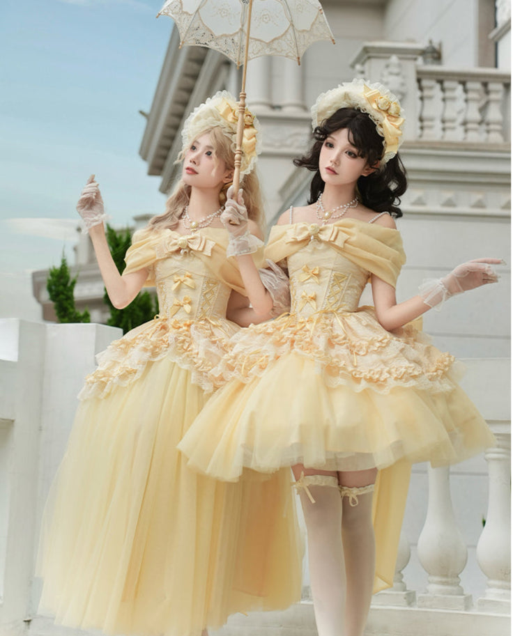 Rose Gold フリルトップスとスカート ロング丈・ショート丈