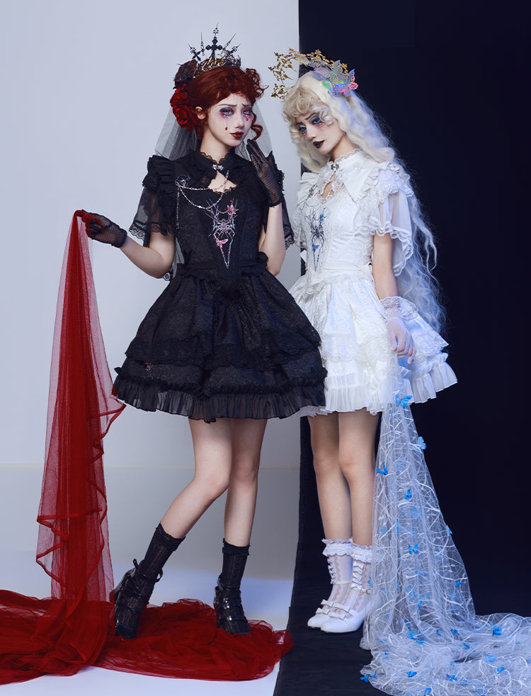 スパイダー刺繍ゴシックスカート3点セット