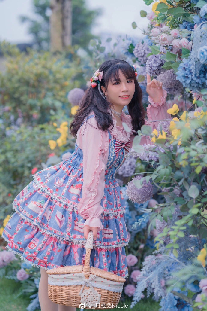 Strawberry Sweets ストライプリボンジャンパースカート