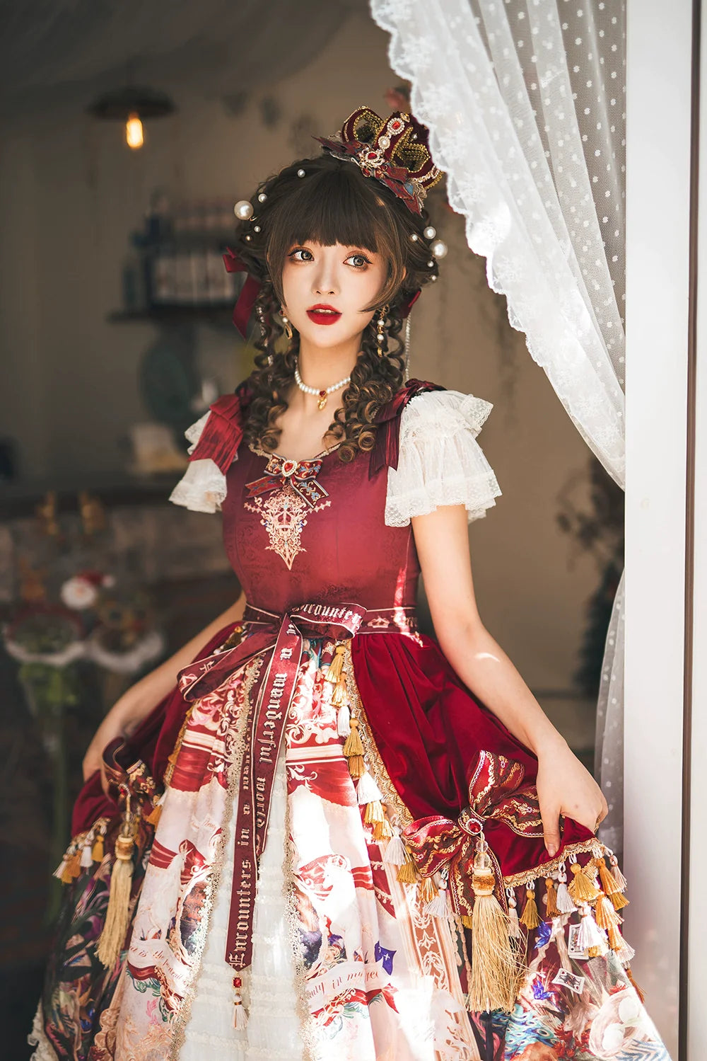 【同時購入のみ】Wanhua Mirror ベルベットオーバースカート キルトピン付