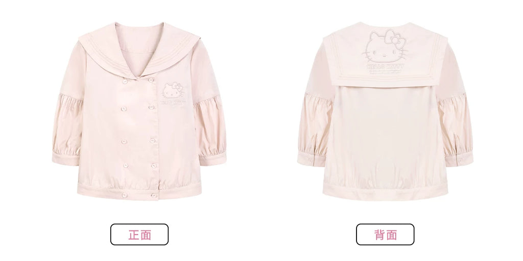 サンリオ キティ ピンクのセーラーシャツとパンツのセットアップ