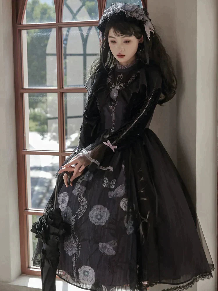 [Sale period has ended] Dark Night Beauty Skeleton Jumper Skirt