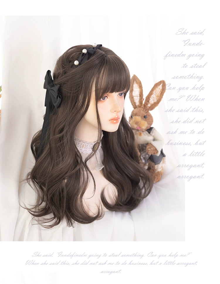 Lolita wig, dark brown, fluffy, long curls