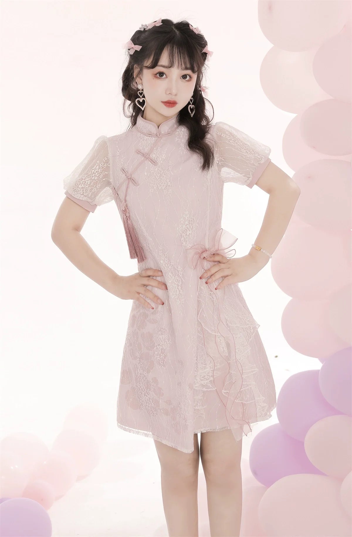 Peach Blossom ピンクリボンチャイナドレス