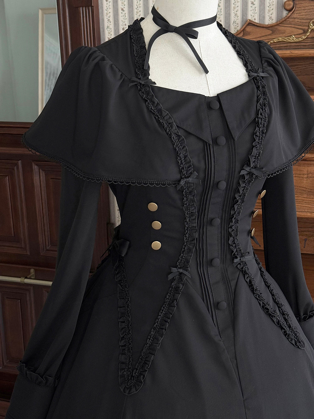 【受注予約12/3まで】漆黒の秒針 長袖ワンピース・ロング丈