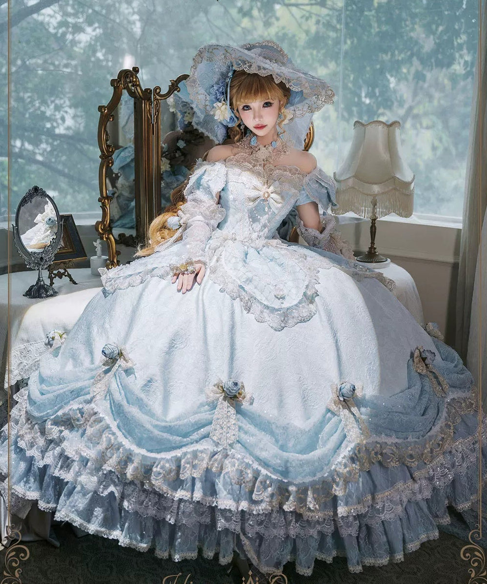 【受注予約9/16まで】With Bell プリンセスドレス ロング丈・パステルブルー