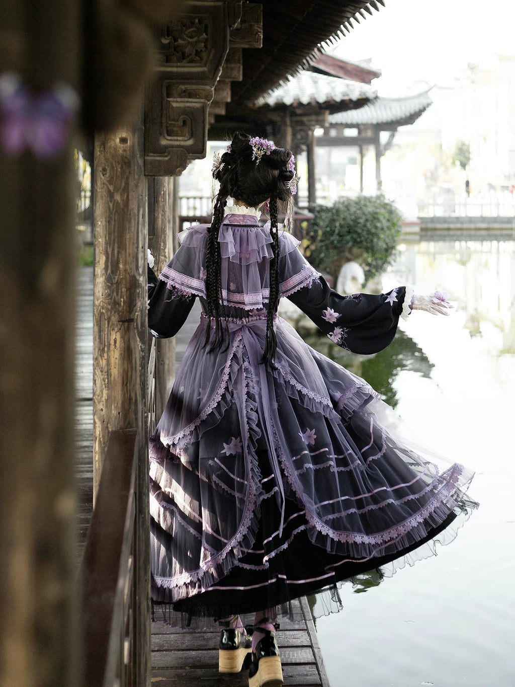 Purple Silk Lily 華ロリドレスセット