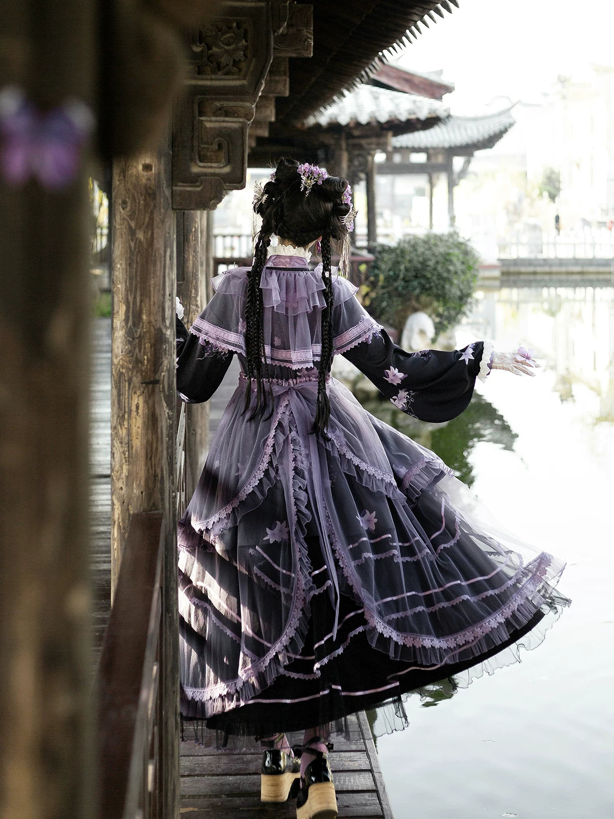Purple Silk Lily 華ロリドレスセット