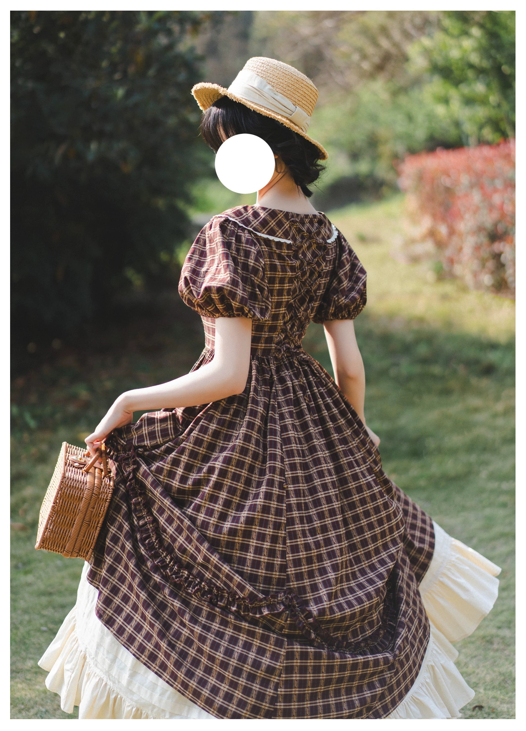 Forest Picnic チェックのワンピース