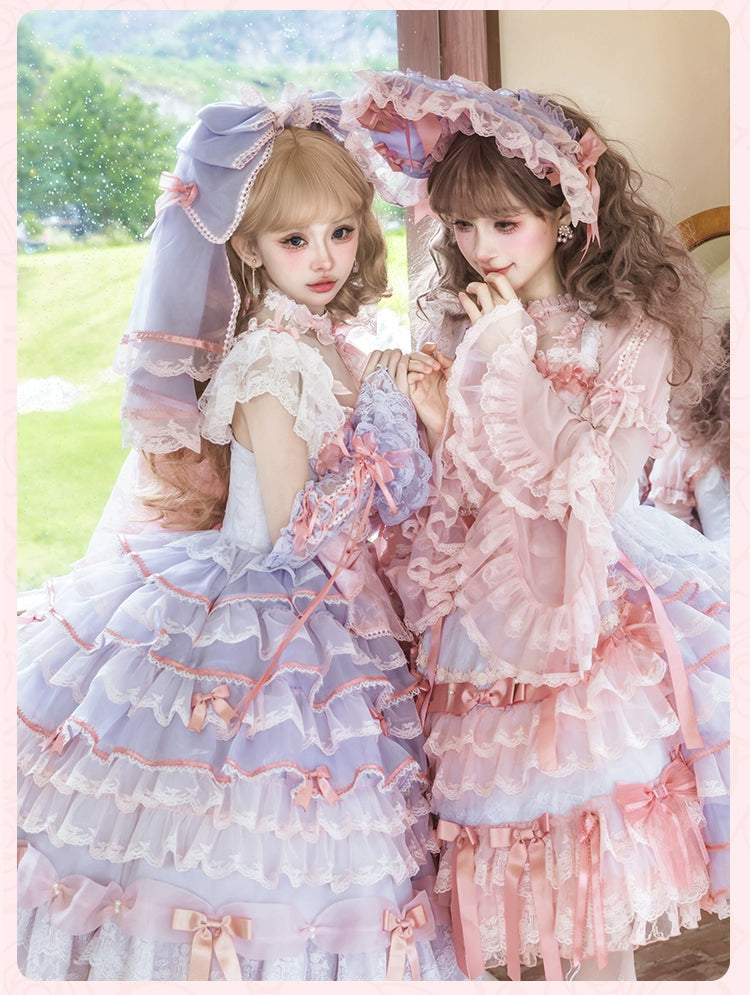 【受注予約8/6まで】Rose Courtyard レースとリボンのジャンパースカート・新色