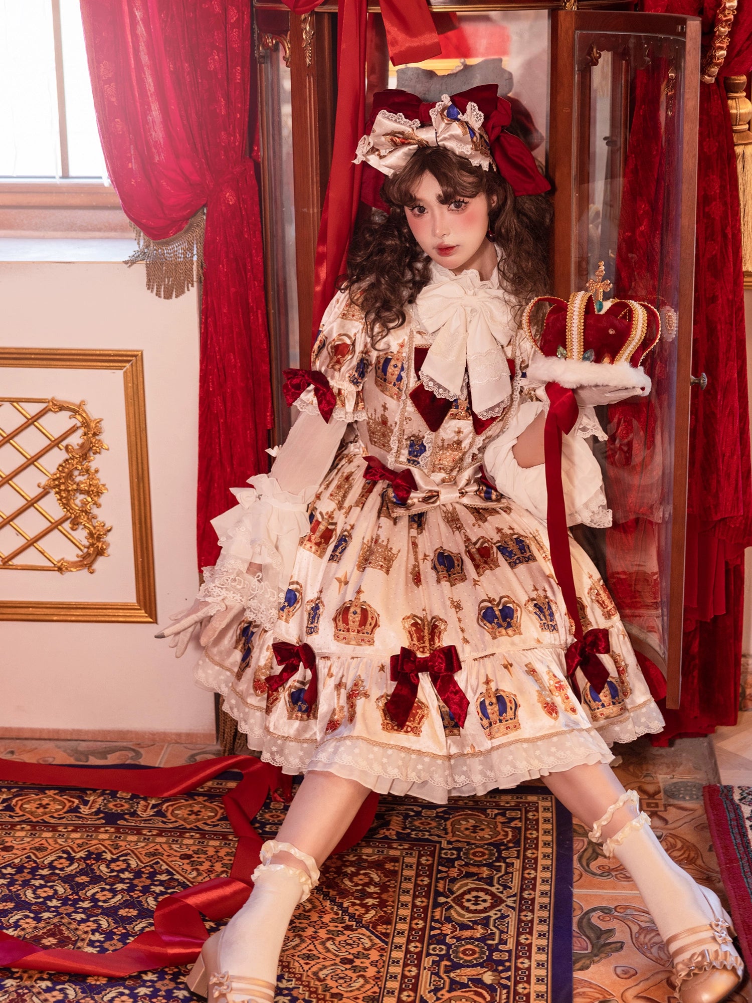 【再販・受注予約3/9まで】Star Crown ベルベットリボンのプリントワンピース