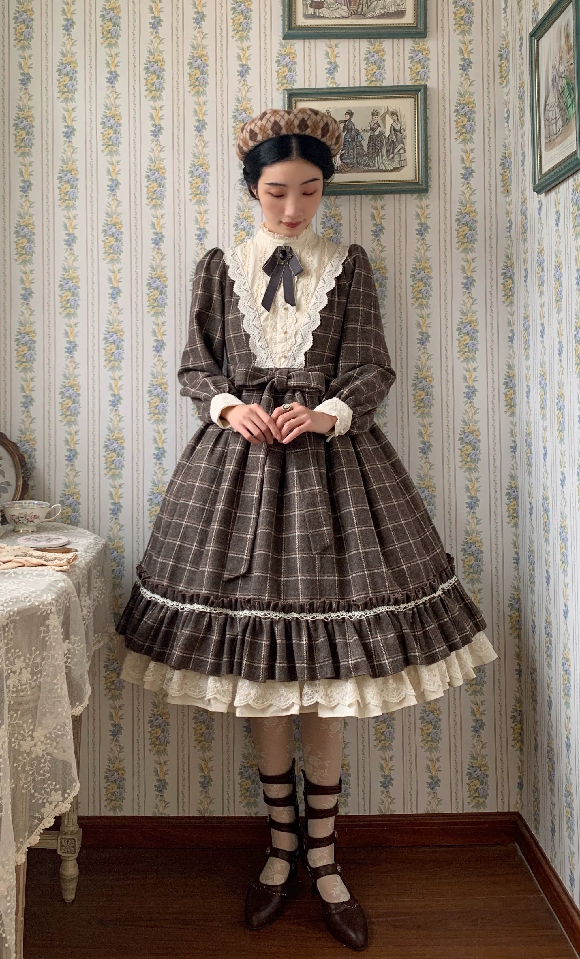 [Pre-order] British Classical Lolita Warm Check Dress