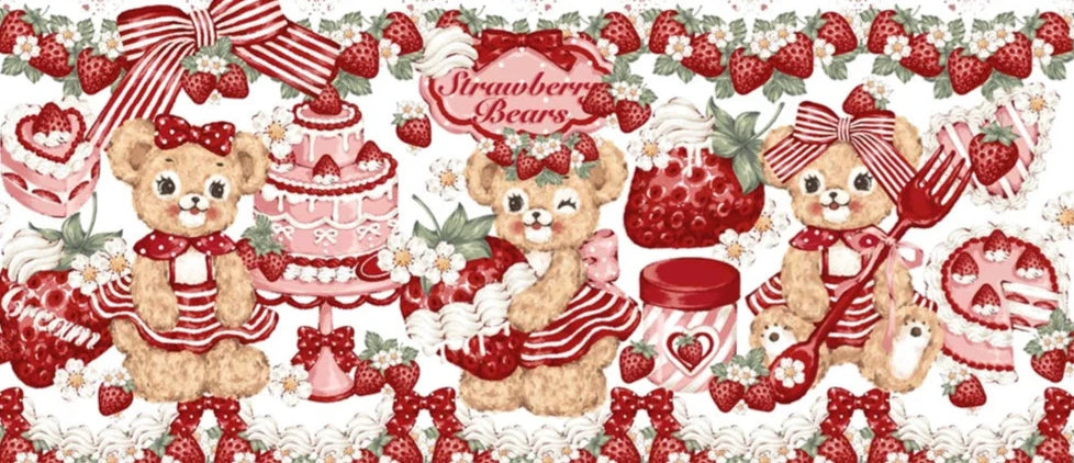 [Pre-orders available until 8/28] Bear Strawberry Garden Overalls Skirt 3-piece set