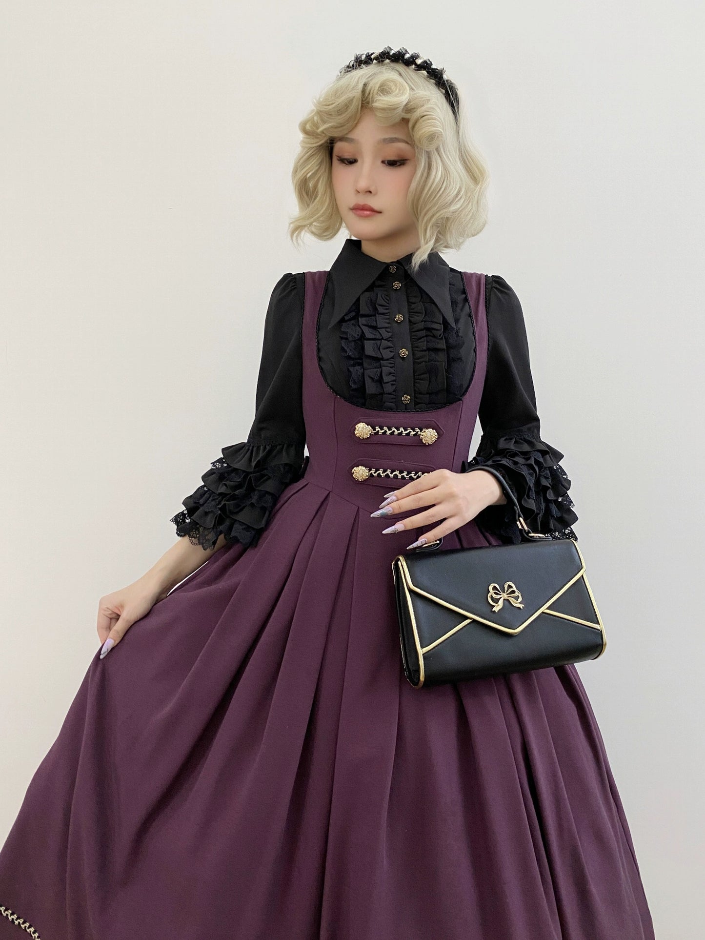 [Resale/Pre-orders available until 10/28] Bright Moon Corset Jumper Skirt, Plain Type [Dark Purple]