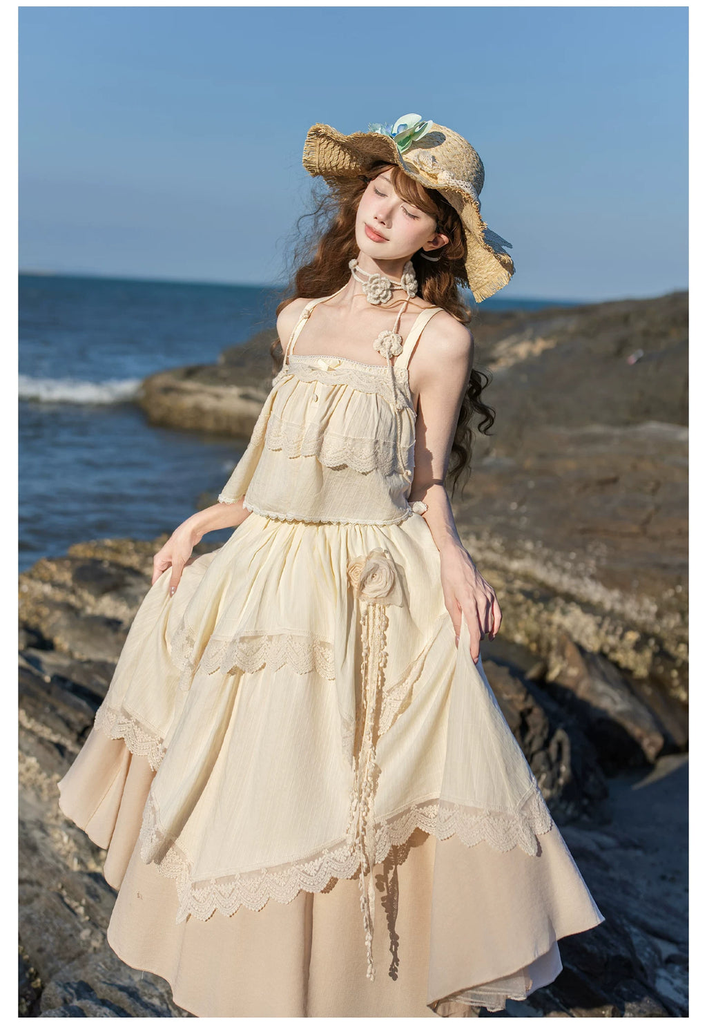 Bluebell Summer キャミソールトップスとロングスカートのセットアップ・帽子付き
